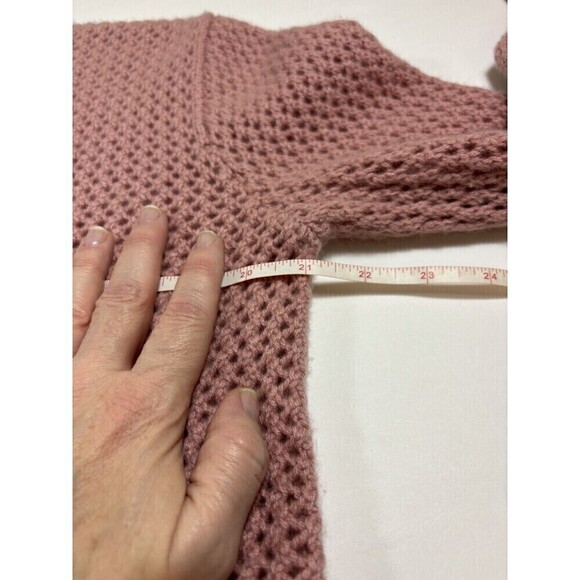 Nordstrom Signature Cashmere Sweater Pink Medium Loose Knit Balloon Sleeves - Picture 5 of 10